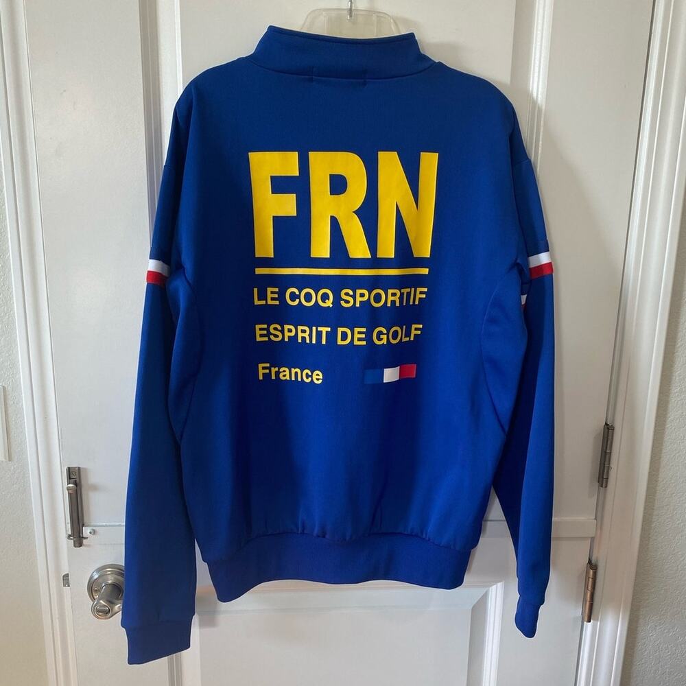 Le Coq Sportif Golf Men's Jacket Pullover 1/4 Zip Blue Yellow France Size Large - Picture 6 of 15